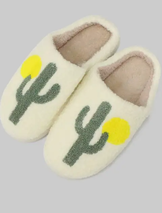 Cactus Plush Slide Slippers