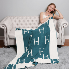 Load image into Gallery viewer, H Luxury Inspired Throw Blanket

